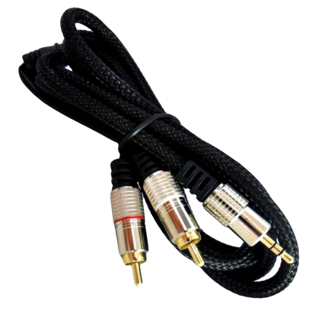 Cabo Nylon Plug P2 Stereo Para 2 Rca Macho Dourado 18 Metro 8 1 630 Dr Music Acessórios 