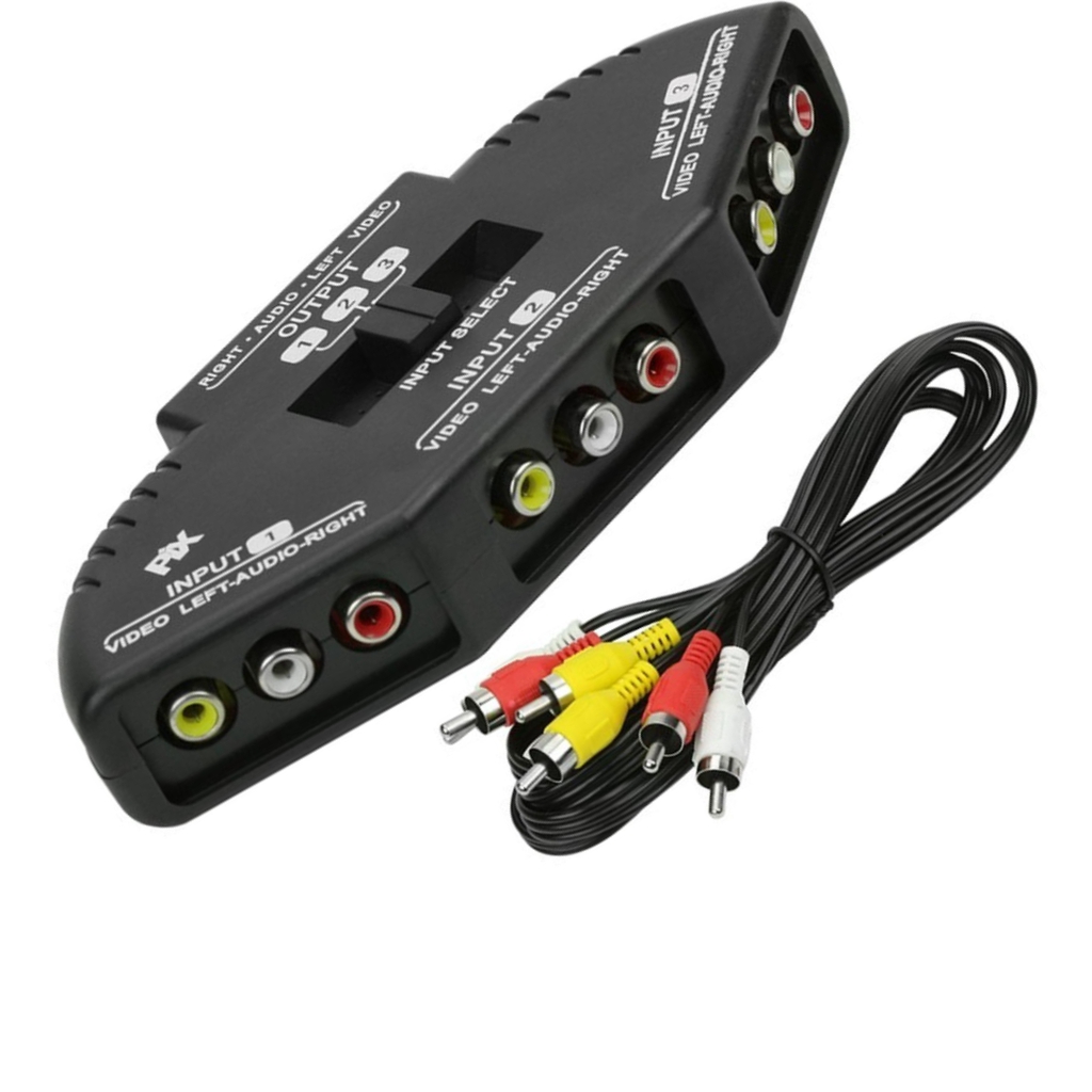 Chave Seletora RCA 3 Entradas Para 1 Saida RCA Preta Com Cabo 3 + 3 RCA  023-0515 - Imagem 4