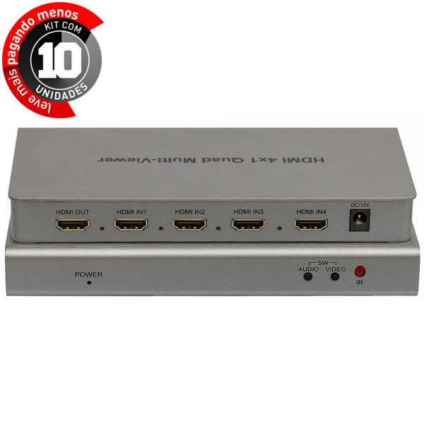 Switch Inteligente Quad Multi-Viewer 4x1 - Kit com 10