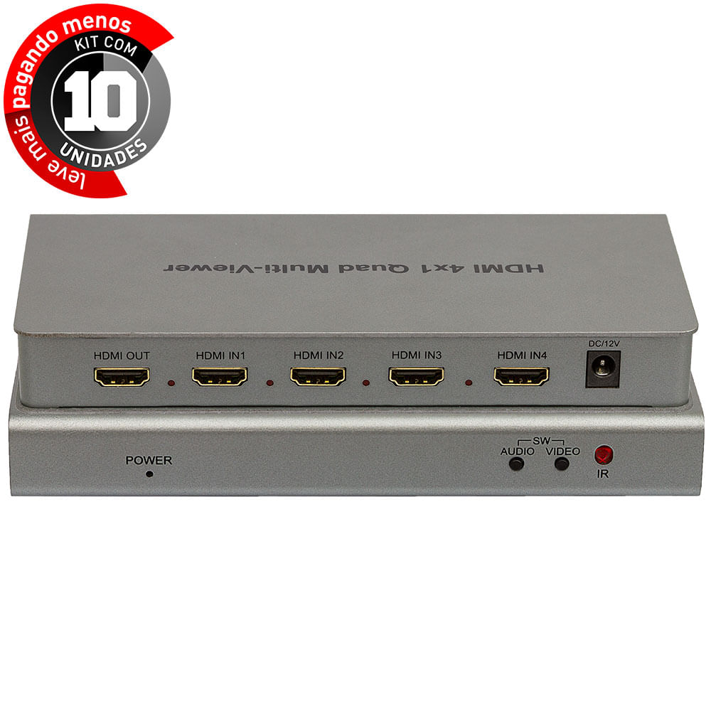 Switch Inteligente Quad Multi-Viewer 4x1 - Kit com 10