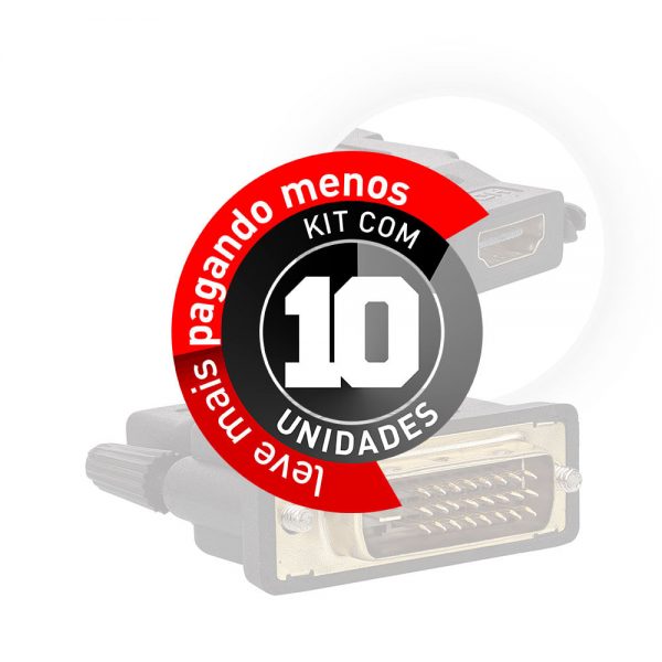 Adaptador DVI Macho Para HDMI Fêmea - Kit com 10 - Imagem 2