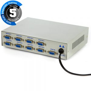 Vídeo Splitter 1x8 - Distribuidor de Sinal VGA - Kit com 5