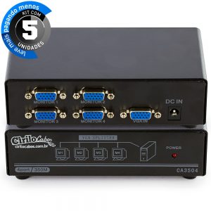 Vídeo Splitter 1x4 - Distribuidor de Sinal VGA - Kit com 5