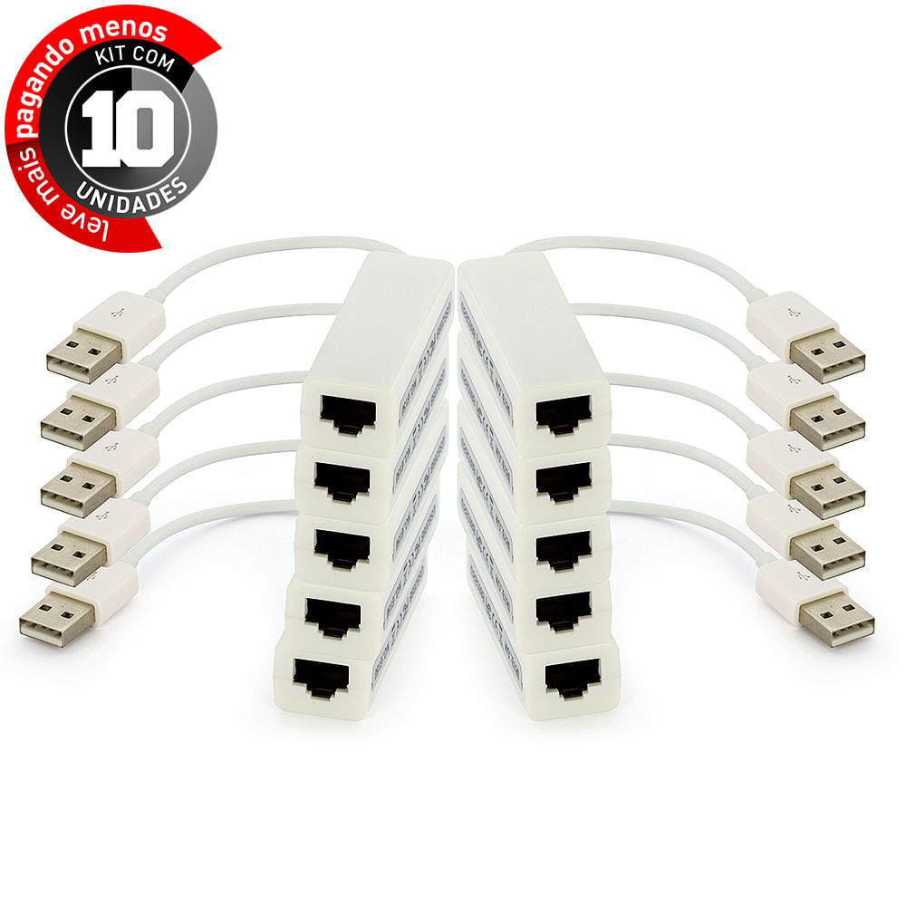 Adaptador USB para RJ45 - Kit com 10