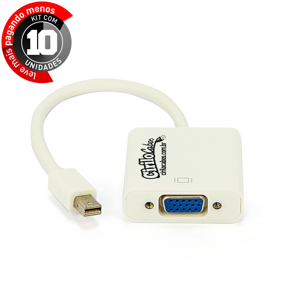 Adaptadores Mini DisplayPort para VGA - Kit com 10