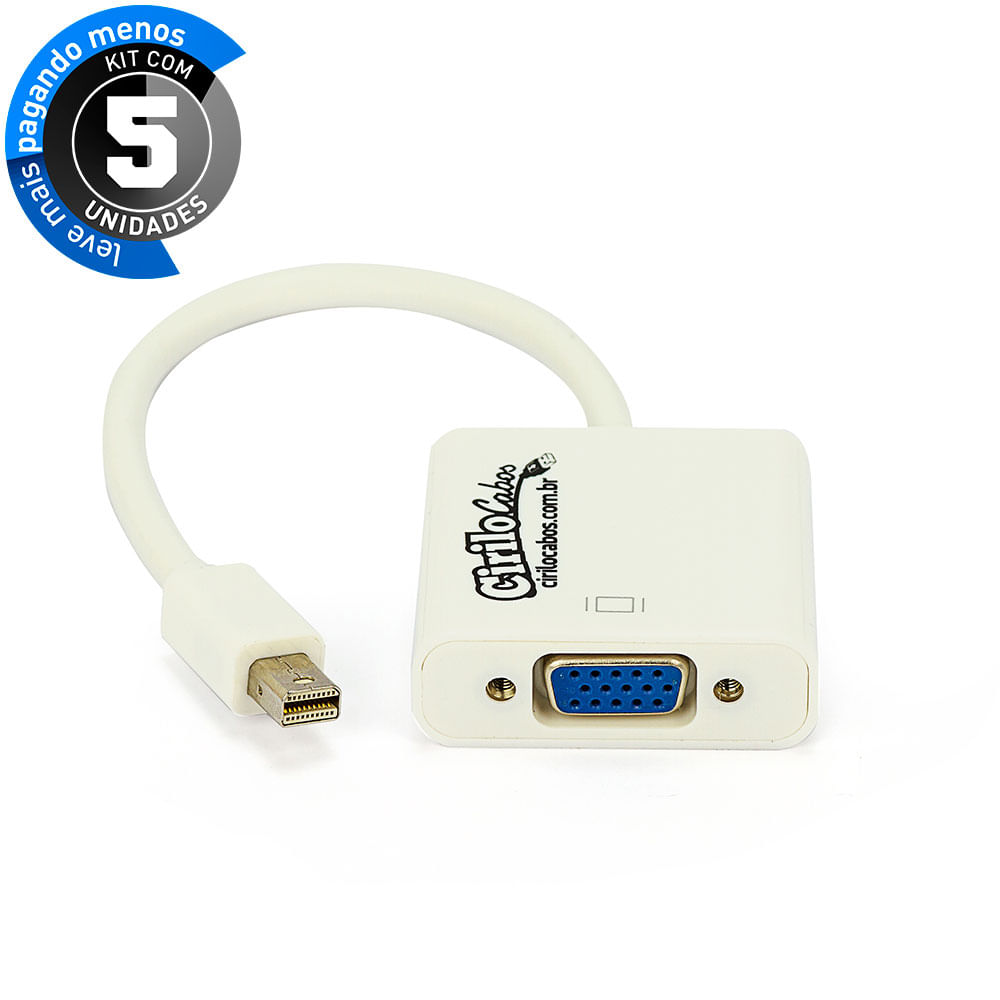 Adaptadores Mini DisplayPort para VGA - Kit com 5