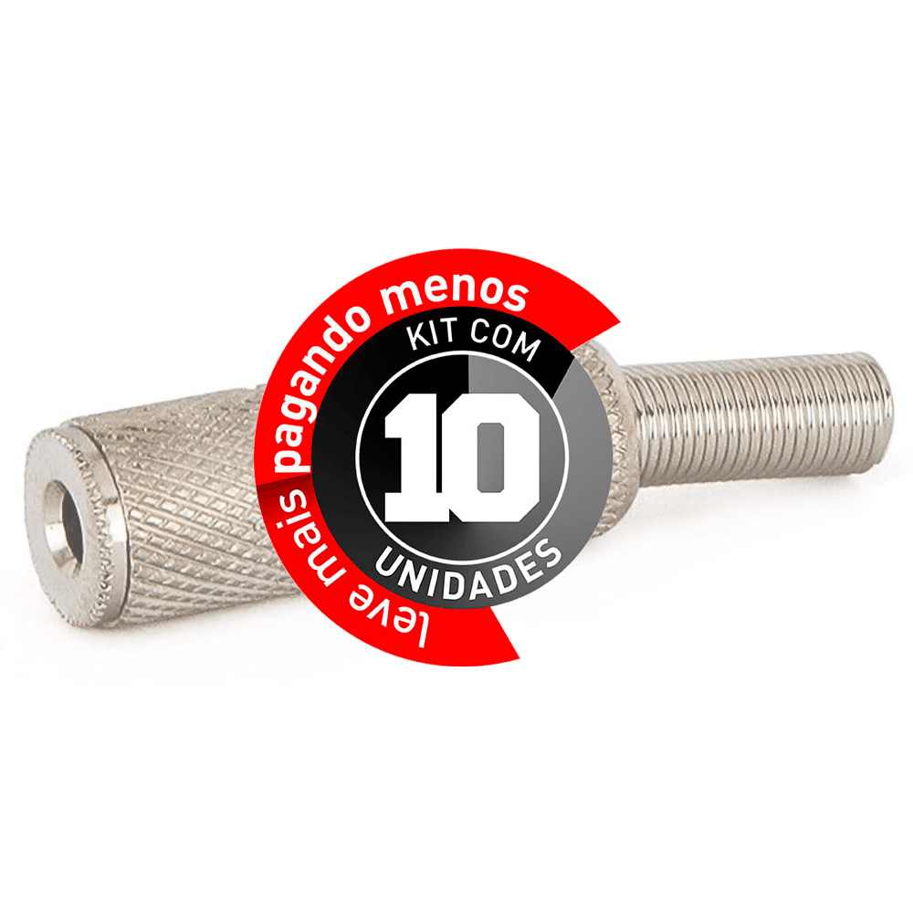 PLug P2 Fêmea Niquelado - Kit com 10 - Imagem 2