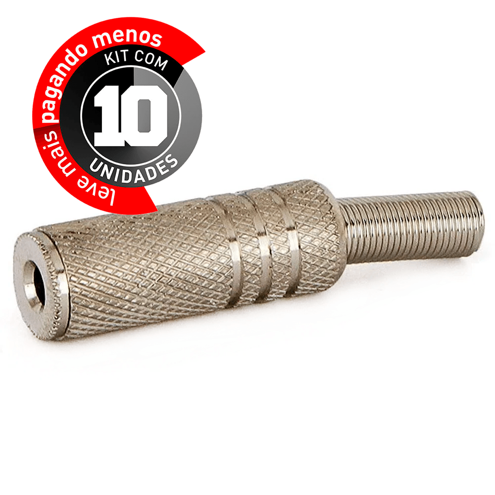 PLug P2 Fêmea Niquelado - Kit com 10