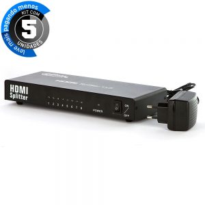 Splitter HDMI 1x8 Saidas - Kit com 5