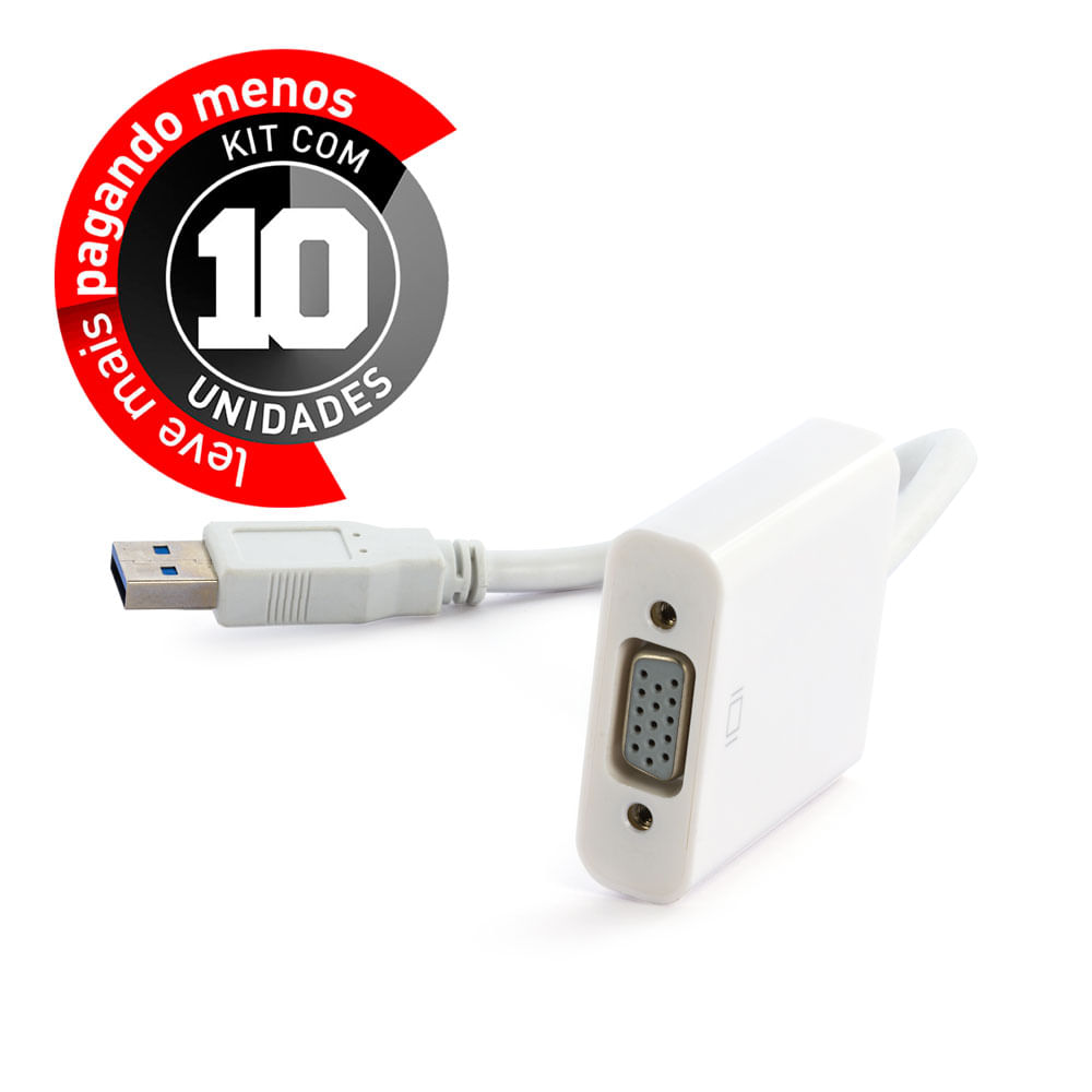 Adaptador USB para VGA - Kit com 10