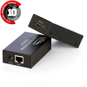 Extensor HDMI 60 Metros Cat6 - 3D 1080P - Kit com 10
