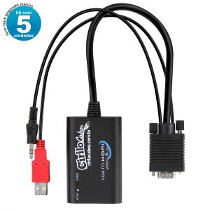 Conversores VGA para HDMI com Áudio USB - Kit com 5