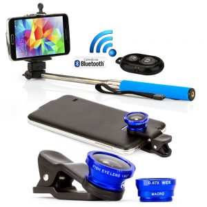 Pau de Selfie controle + Lentes Universal - Azul