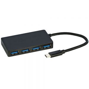 HUB USB Tipo-C 4 Portas USB 3.0 - Speed 5 Gbps - Preto