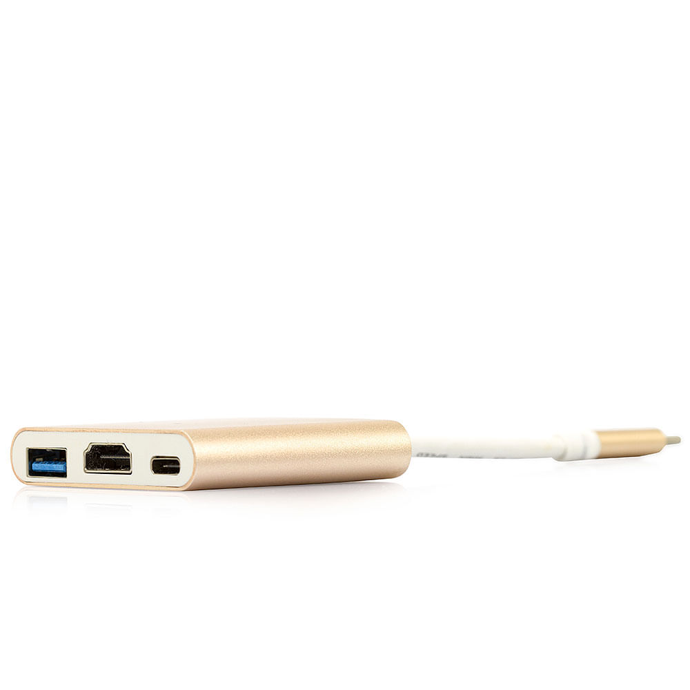 Adaptador USB-C Multiporta com USB HDMI e USB-C Dourado - Imagem 2