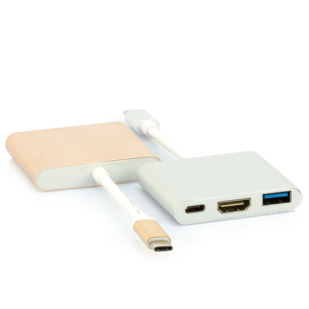 Adaptador USB-C Multiporta com USB HDMI e USB-C Prata