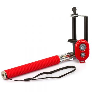Suporte para Selfie Monopod Controle Bluetooth Vermelho