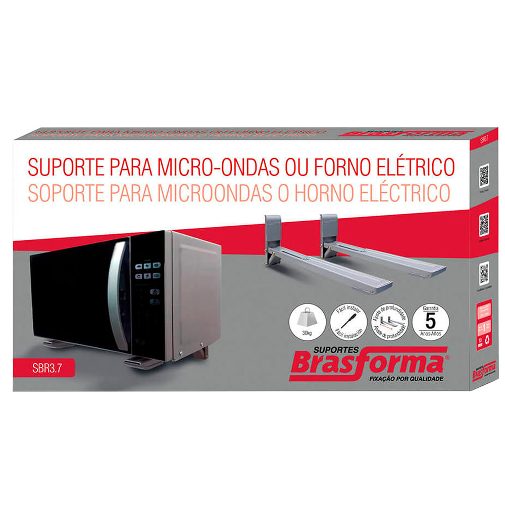 Suporte para Microondas e Forno de Parede - Prata