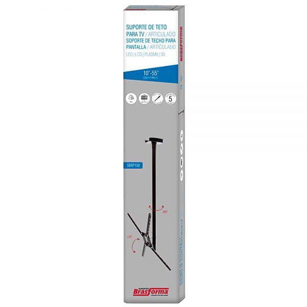 Suporte de teto para TV de LED 10 a 55, Giro 360º - Branco
