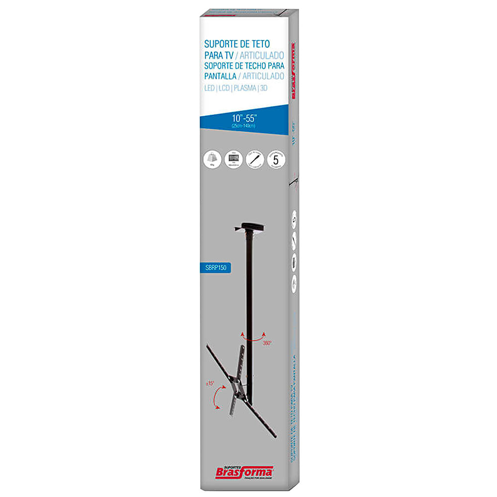 Suporte de teto para TV de LED 10 a 55, Giro 360º - Branco