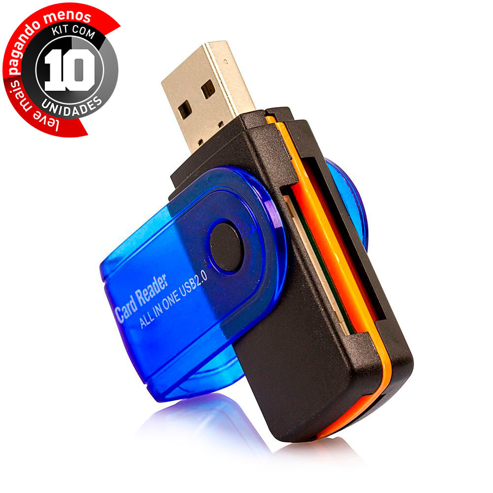 Leitor de Cartão de Memória Universal USB - Kit com 10
