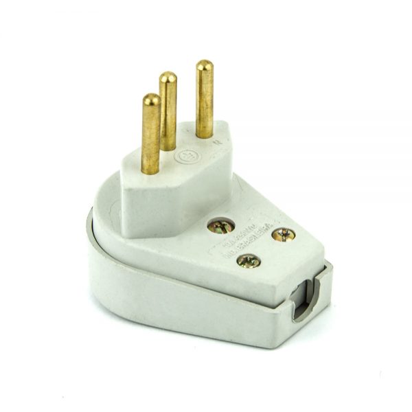 Plug Macho Tomada Elétrica Tripolar 20A 90 Graus - Branco - Imagem 2