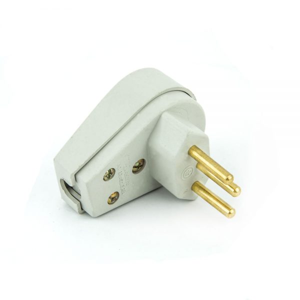 Plug Macho Tomada Elétrica Tripolar 20A 90 Graus - Branco