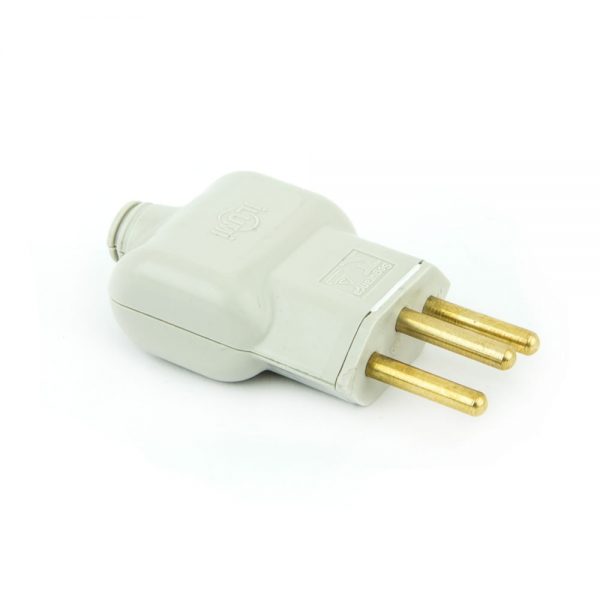 Plug Macho Tomada Elétrica Reto Tripolar 10A - Branco