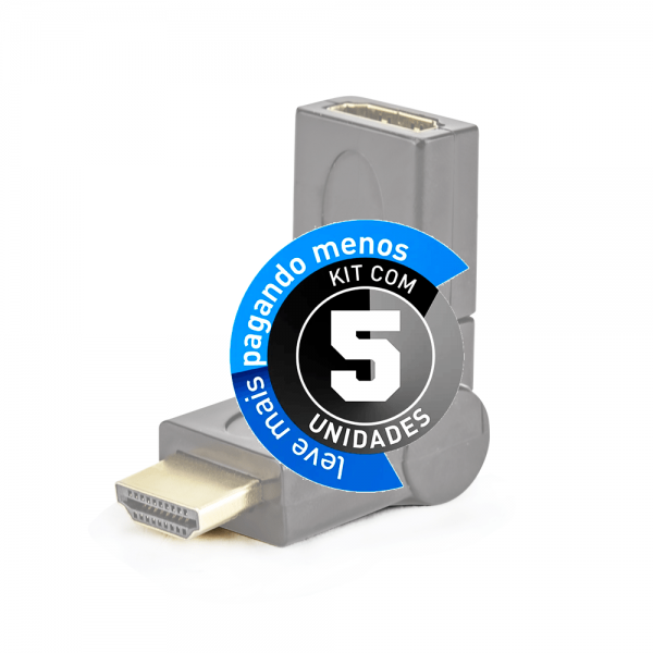 Adaptador HDMI 90° / 180° / 360° Graus - Kit com 5 - Imagem 2