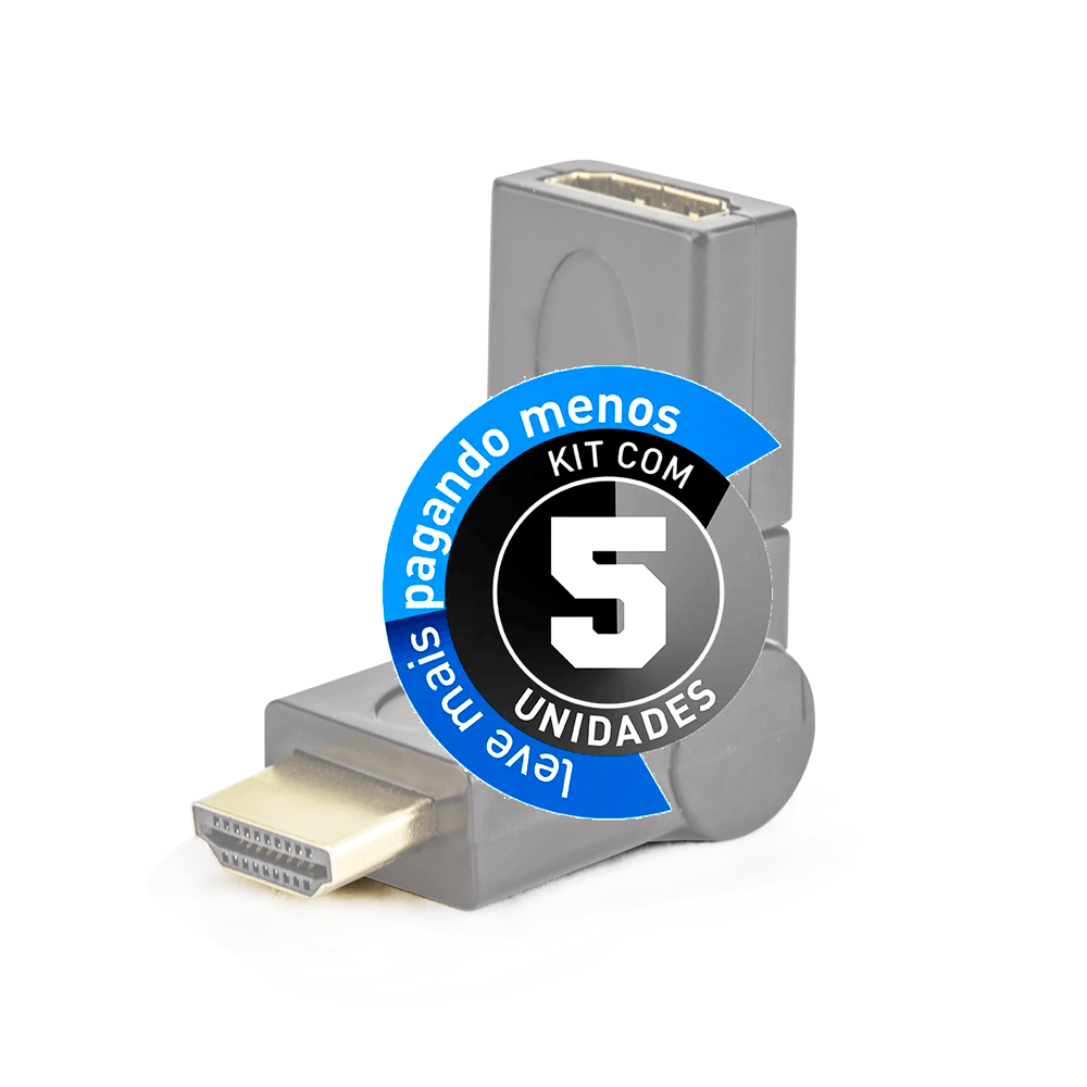 Adaptador HDMI 90° / 180° / 360° Graus - Kit com 5 - Imagem 2