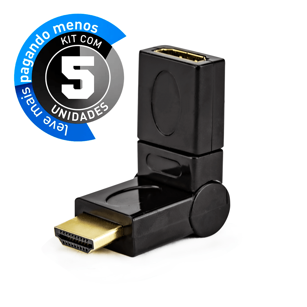 Adaptador HDMI 90° / 180° / 360° Graus - Kit com 5