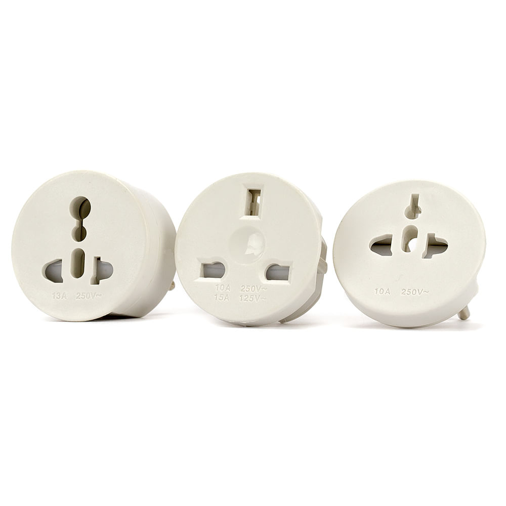 Adaptador Universal de Tomadas 3x1 - 110v 220v - Branco