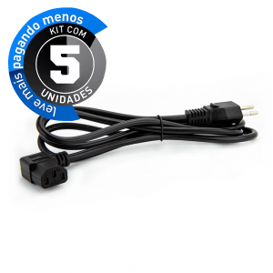 Cabo de Força 90º graus 10A 3 Metros - Kit com 5