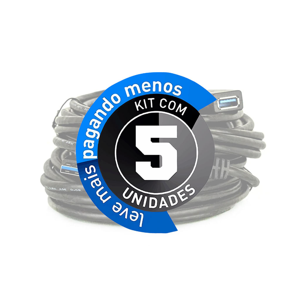 Extensão USB 3.0 Ativo - 30 Metros - Kit com 5 - Imagem 2