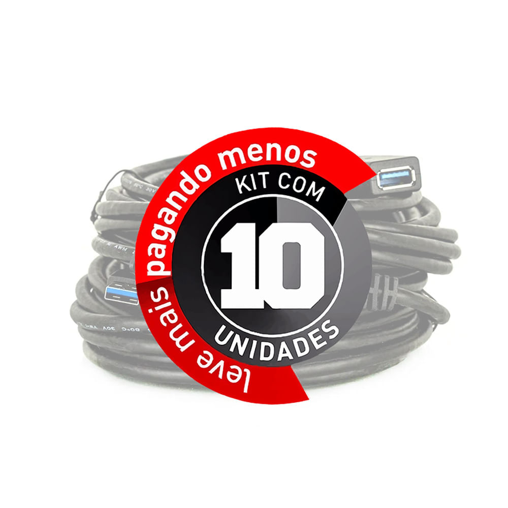Extensão USB 3.0 Ativo - 5 Metros - Kit com 10 - Imagem 2