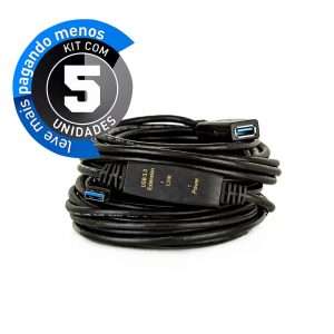Extensão USB 3.0 Ativo - 30 Metros - Kit com 5
