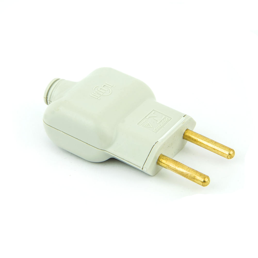 Plug Macho Elétrica Reto 10A Novo Padrão - Branco