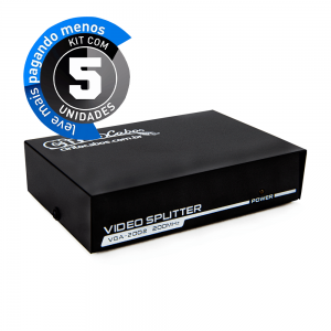 Vídeo Splitter 1x2 - Distribuidor de Sinal VGA - Kit com 5