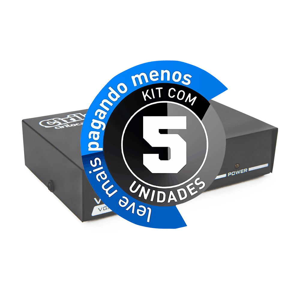 Vídeo Splitter 1x2 - Distribuidor de Sinal VGA - Kit com 5 - Imagem 2