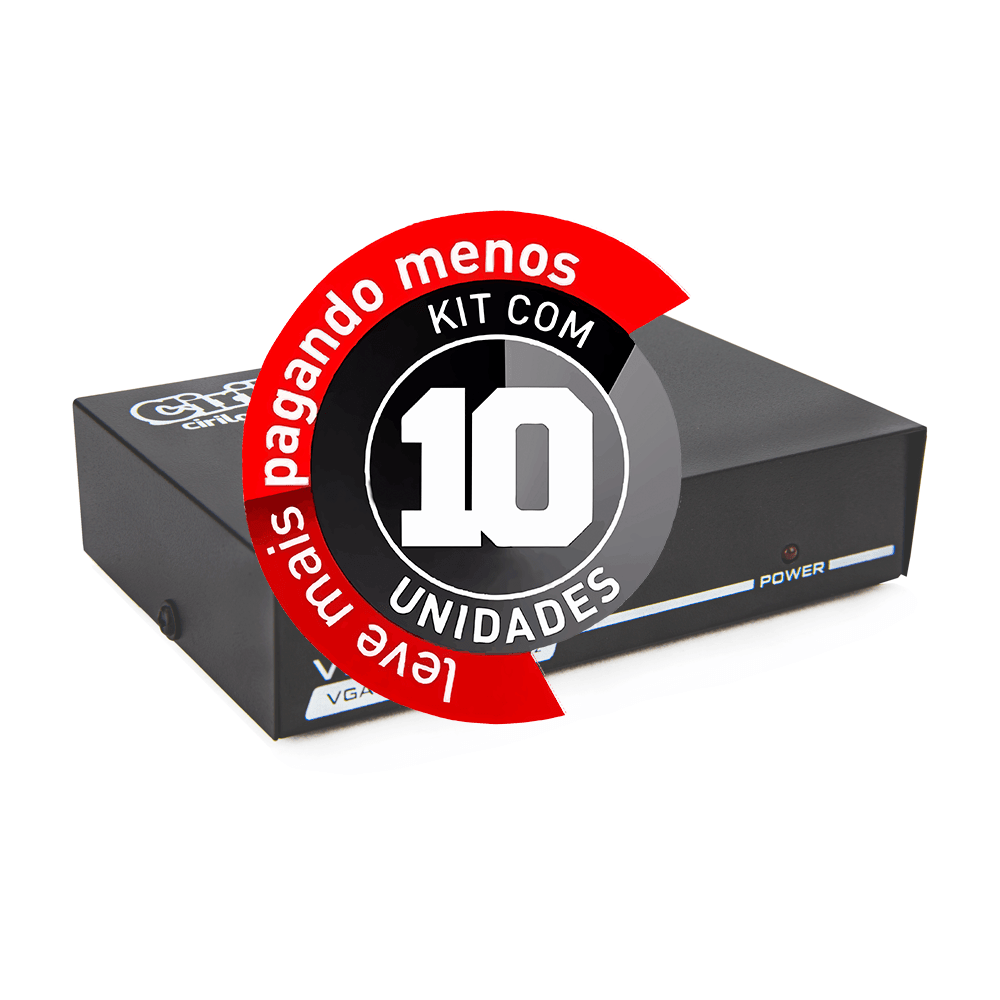 Vídeo Splitter 1x2 - Distribuidor de Sinal VGA - Kit com 10 - Imagem 2