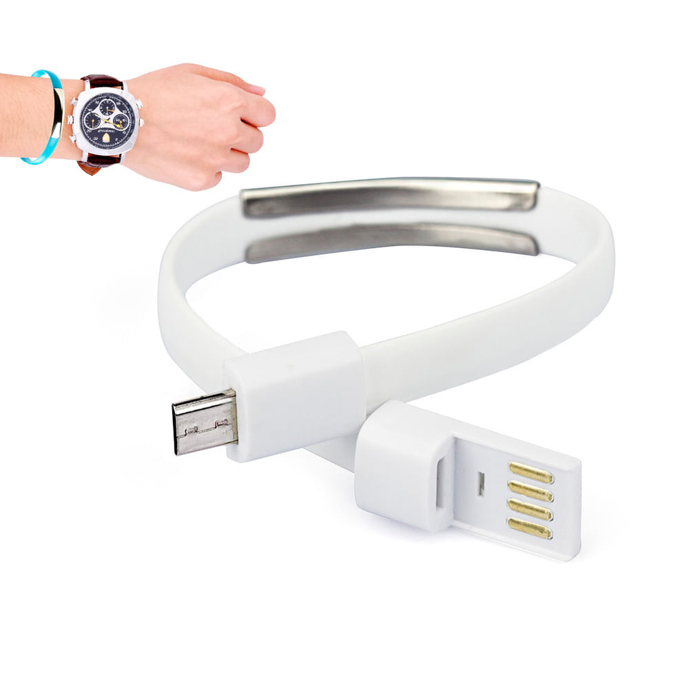 Pulseira Carregador via USB celular Android - Branco