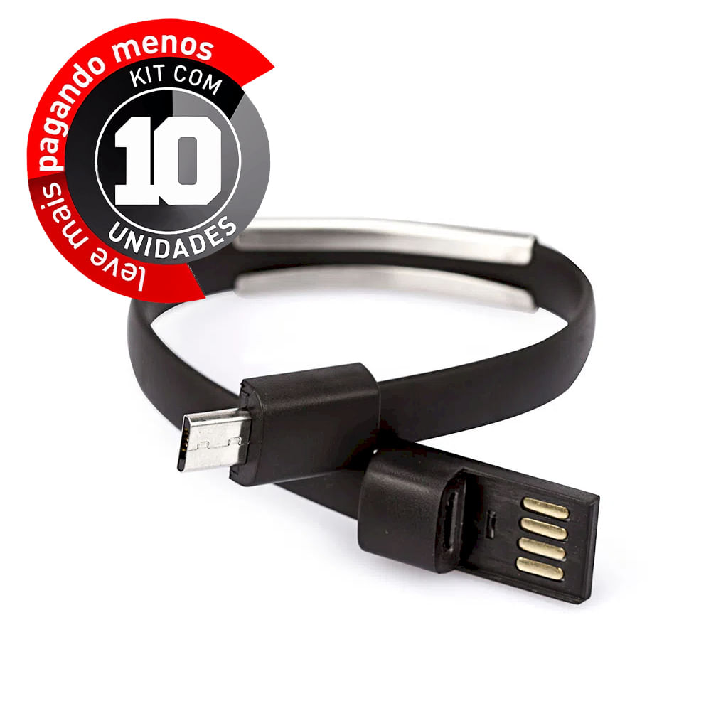 Pulseira Carregador USB Android e Windows - Kit com 10
