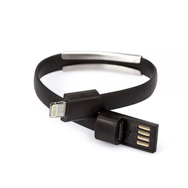 Pulseira Carregador via USB para iOS - Preto