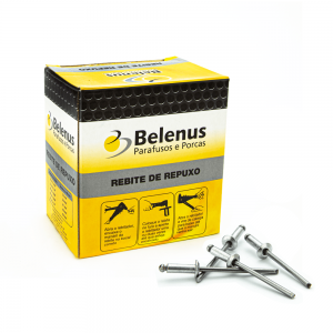 Rebite Repuxo Aluminio 3,2x10 MM Polido Belenus - 100 un