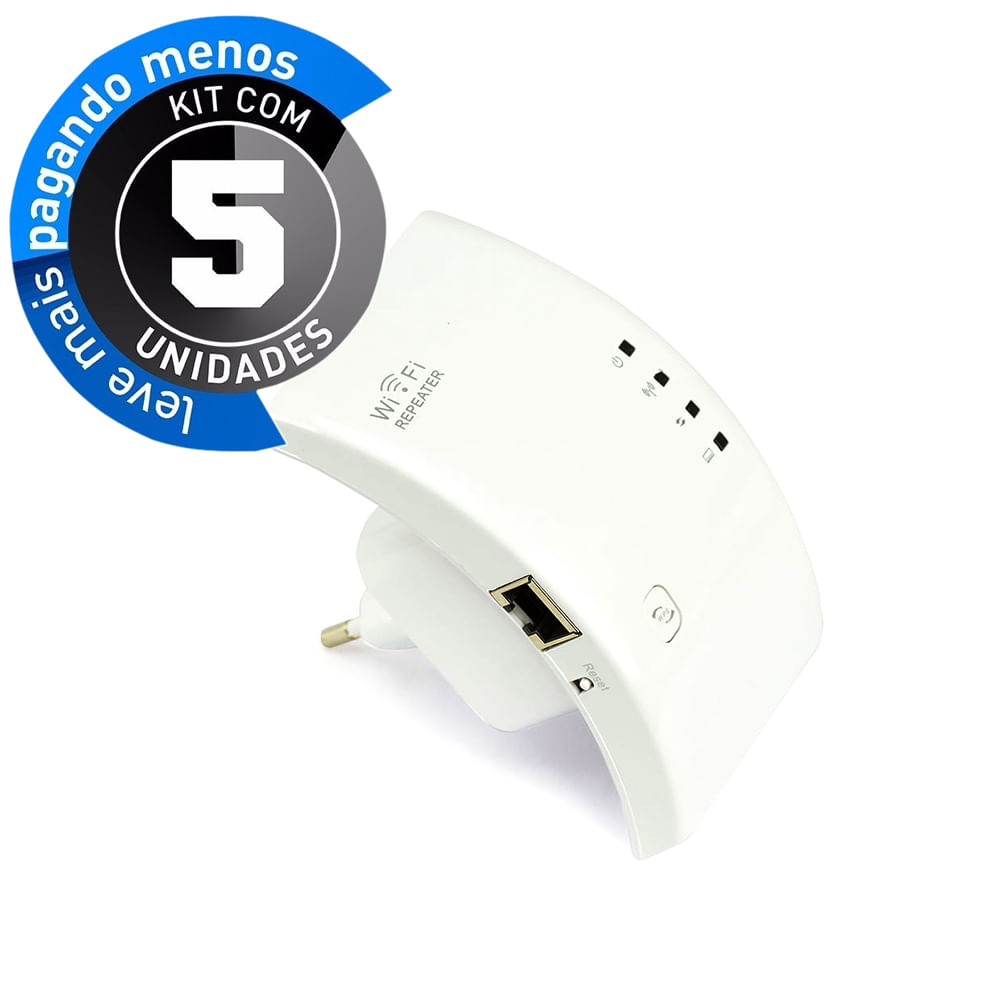 Repetidor de Sinal Wifi 300Mbps N Wifi Repeater - Kit com 5