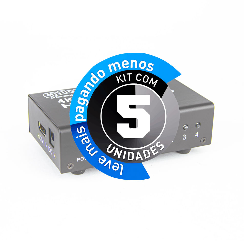 Splitter HDMI - 1 Entrada 4 Saídas - Kit com 5 - Imagem 2