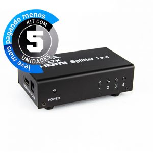 Splitter HDMI - 1 Entrada 4 Saídas - Kit com 5