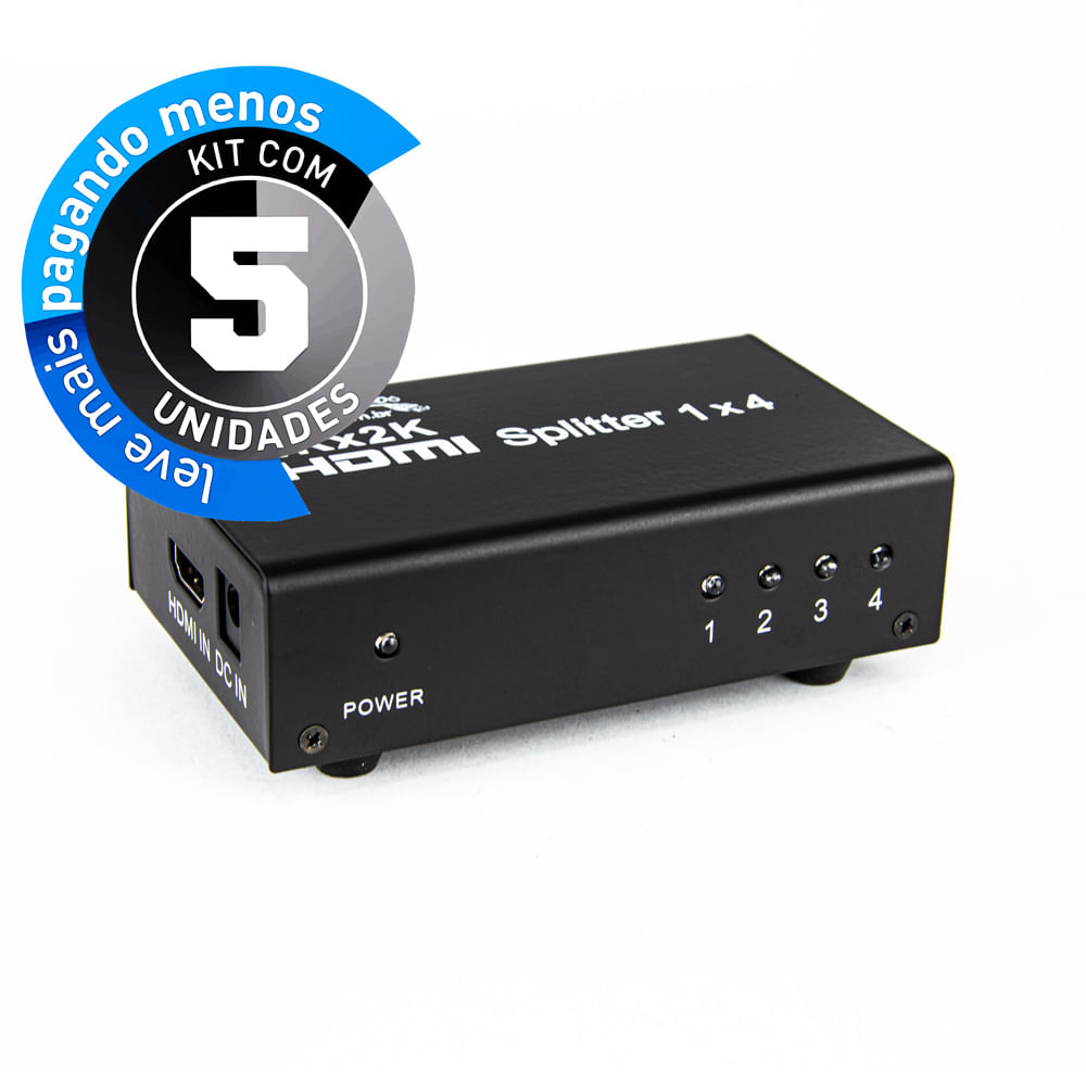 Splitter HDMI - 1 Entrada 4 Saídas - Kit com 5