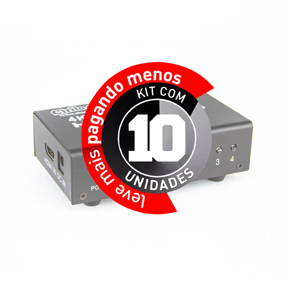 Splitter HDMI - 1 Entrada 4 Saídas - Kit com 10 - Imagem 2