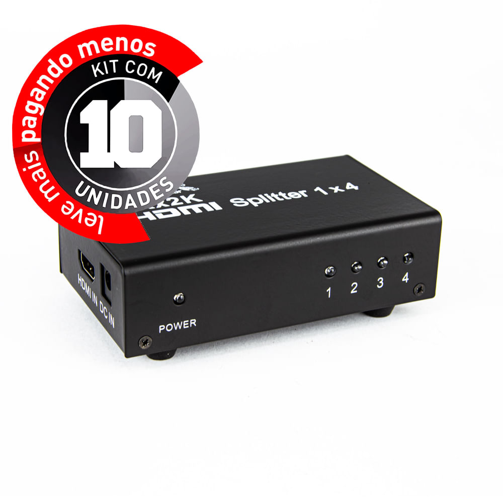 Splitter HDMI - 1 Entrada 4 Saídas - Kit com 10